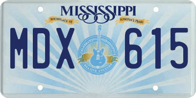 MS license plate MDX615