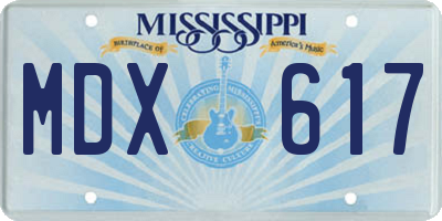 MS license plate MDX617