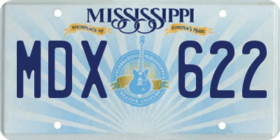 MS license plate MDX622