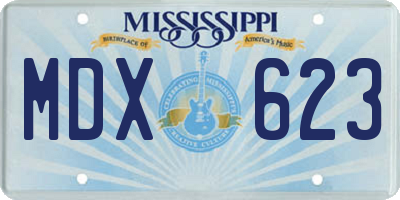 MS license plate MDX623