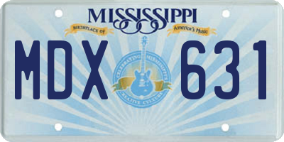MS license plate MDX631