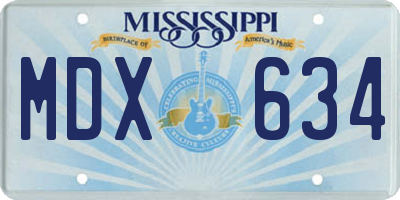 MS license plate MDX634