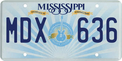 MS license plate MDX636