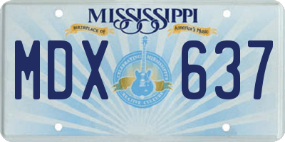 MS license plate MDX637