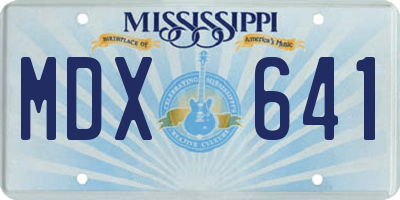 MS license plate MDX641