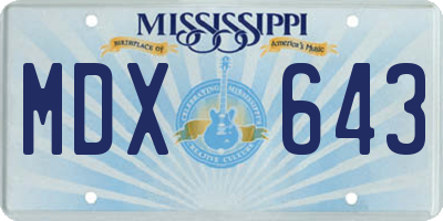 MS license plate MDX643