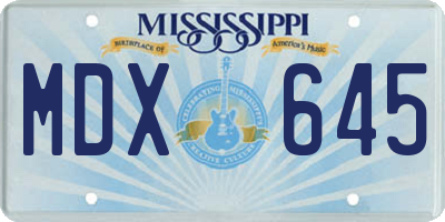 MS license plate MDX645