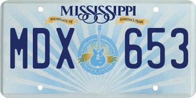 MS license plate MDX653