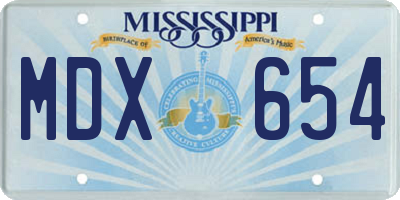MS license plate MDX654
