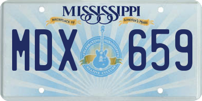 MS license plate MDX659