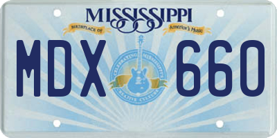 MS license plate MDX660