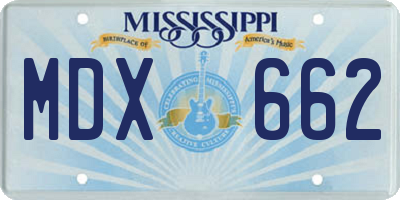 MS license plate MDX662