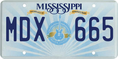 MS license plate MDX665