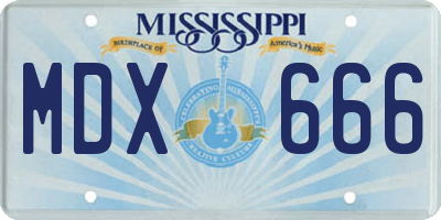 MS license plate MDX666