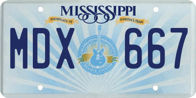 MS license plate MDX667