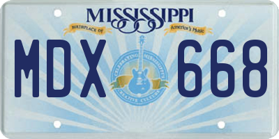 MS license plate MDX668