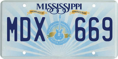 MS license plate MDX669