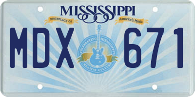 MS license plate MDX671