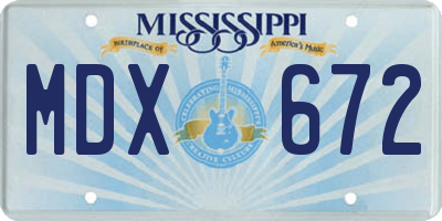 MS license plate MDX672