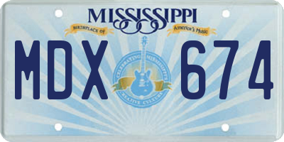 MS license plate MDX674