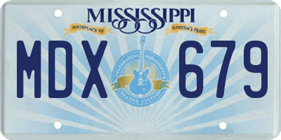 MS license plate MDX679