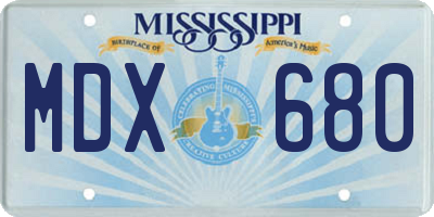 MS license plate MDX680