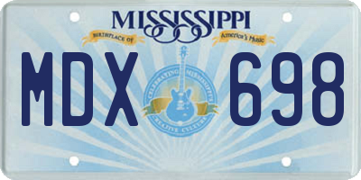 MS license plate MDX698