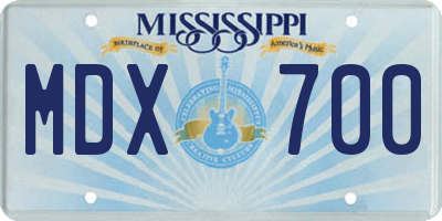 MS license plate MDX700