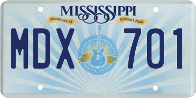 MS license plate MDX701