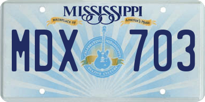 MS license plate MDX703