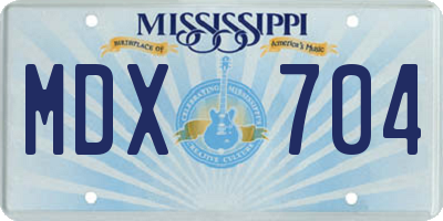 MS license plate MDX704