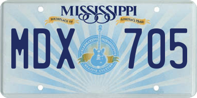MS license plate MDX705