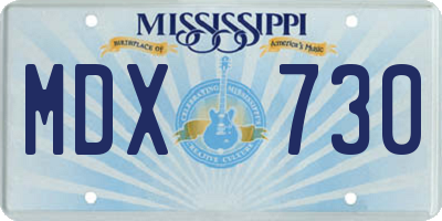 MS license plate MDX730