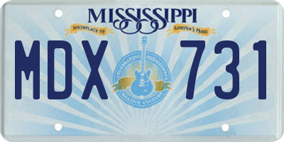 MS license plate MDX731