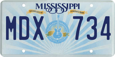 MS license plate MDX734