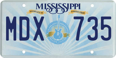 MS license plate MDX735