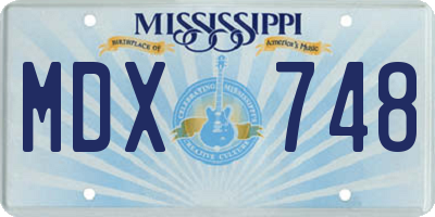 MS license plate MDX748