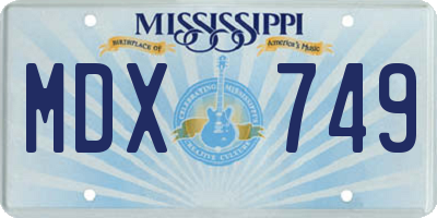 MS license plate MDX749
