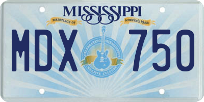 MS license plate MDX750