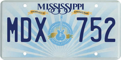 MS license plate MDX752