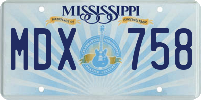 MS license plate MDX758