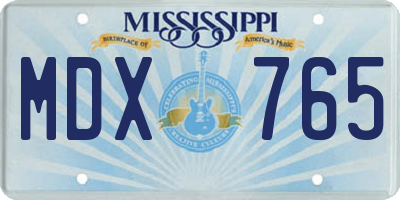 MS license plate MDX765