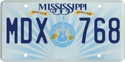 MS license plate MDX768
