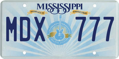 MS license plate MDX777