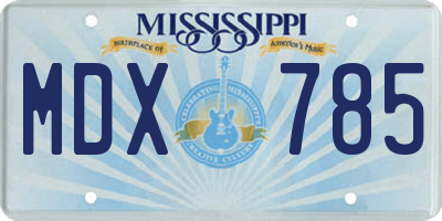 MS license plate MDX785