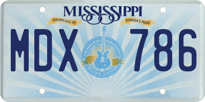 MS license plate MDX786