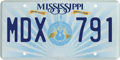 MS license plate MDX791
