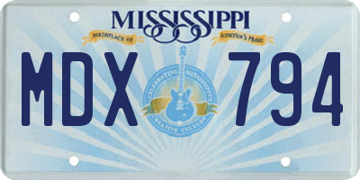 MS license plate MDX794