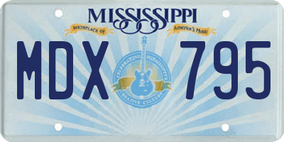 MS license plate MDX795