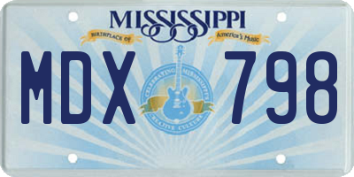 MS license plate MDX798